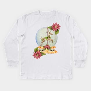 Carousel Reindeer Snow Globe Kids Long Sleeve T-Shirt